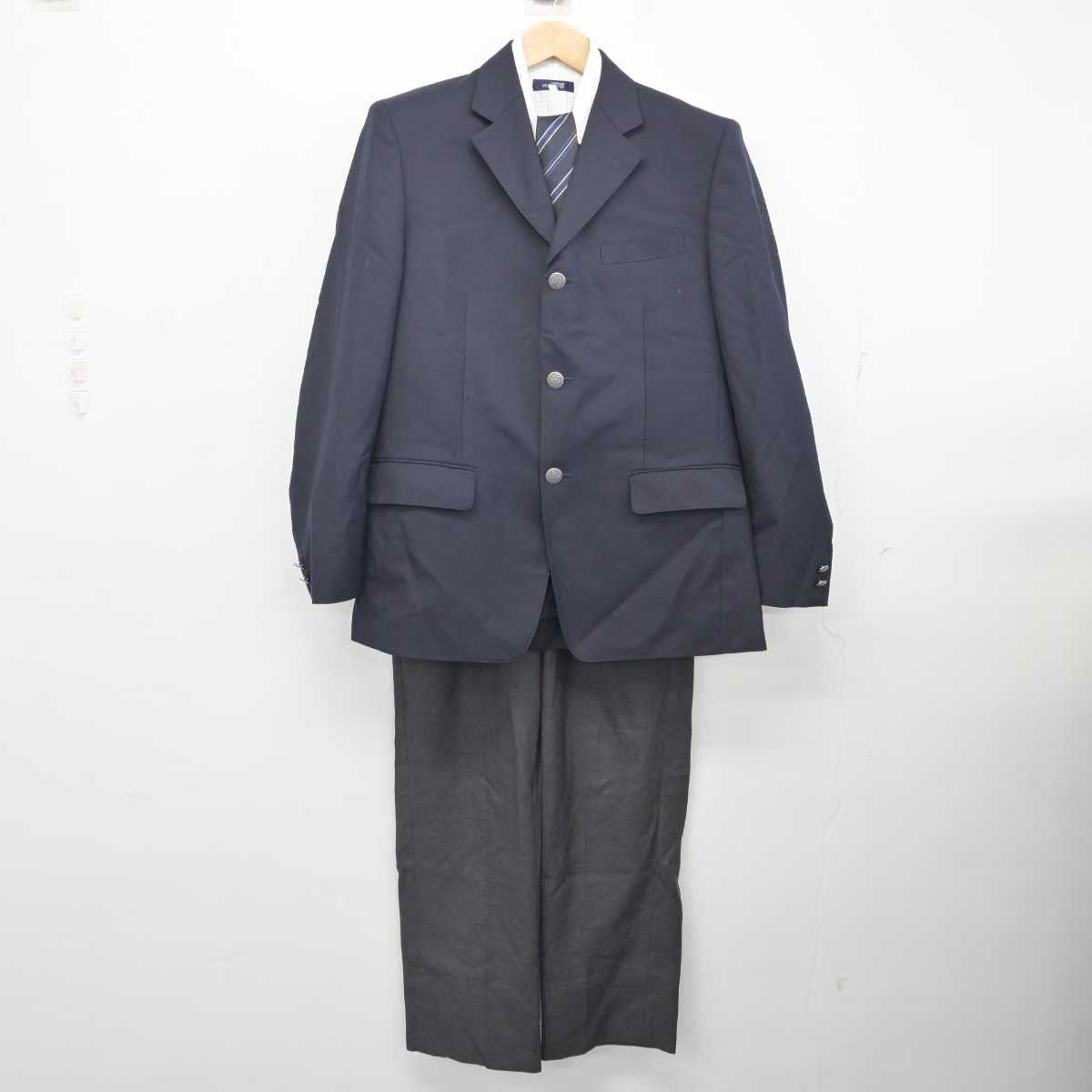 【中古】高知県 春野高等学校 男子制服 4点 (ブレザー・シャツ・ズボン) sf081634