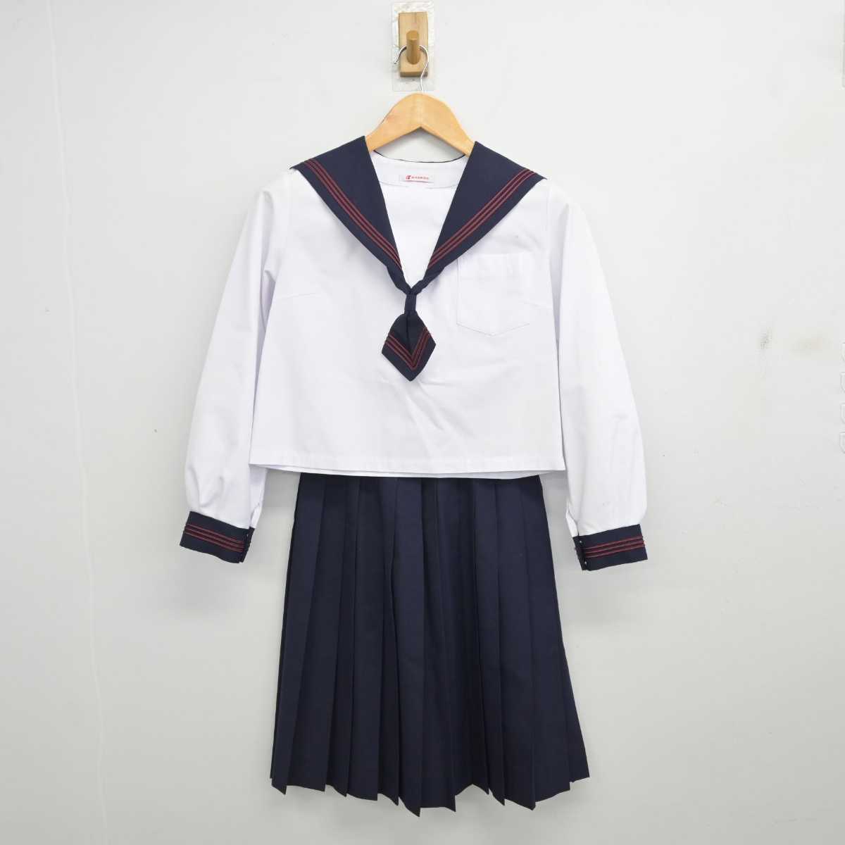 【中古】長崎県 長崎大学教育学部附属中学校 女子制服 5点 (セーラー服・スカート) sf082001