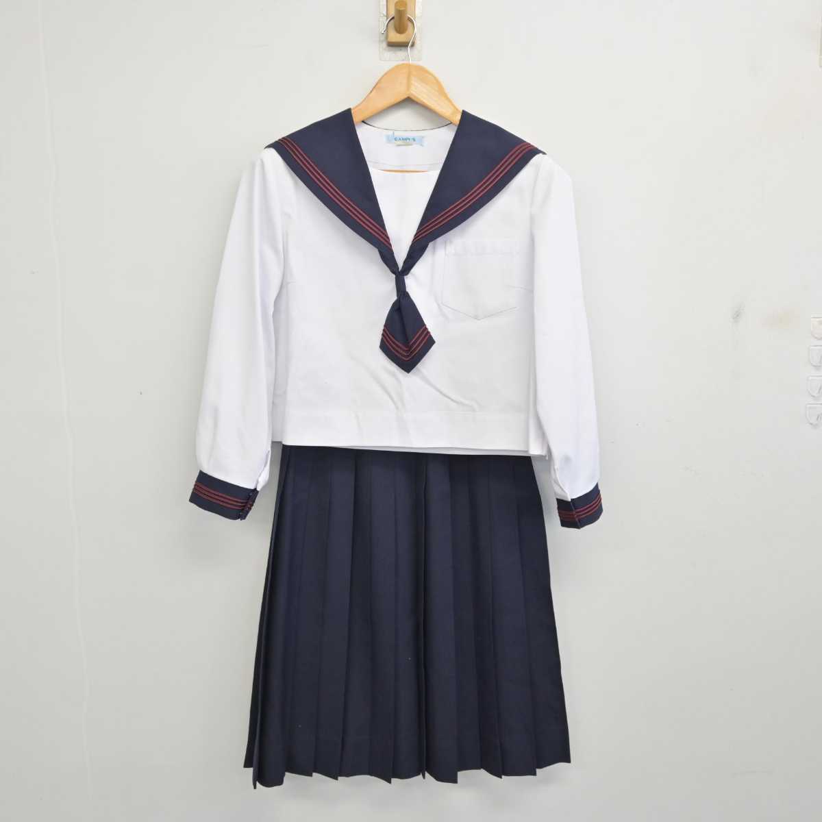 【中古】長崎県 長崎大学教育学部附属中学校 女子制服 5点 (セーラー服・スカート) sf082002