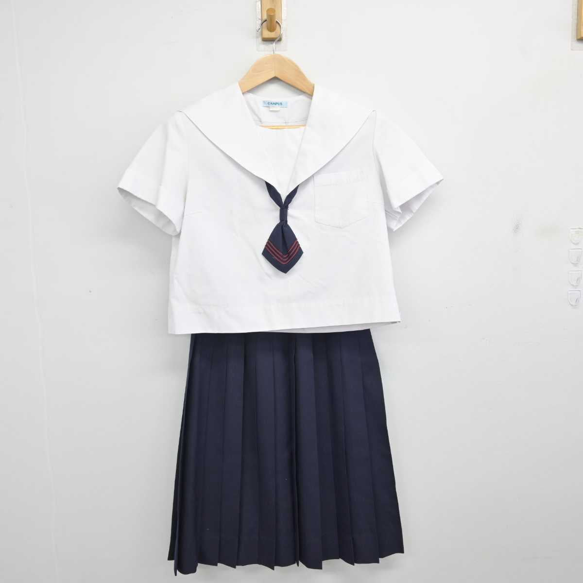 【中古】長崎県 長崎大学教育学部附属中学校 女子制服 5点 (セーラー服・スカート) sf082002