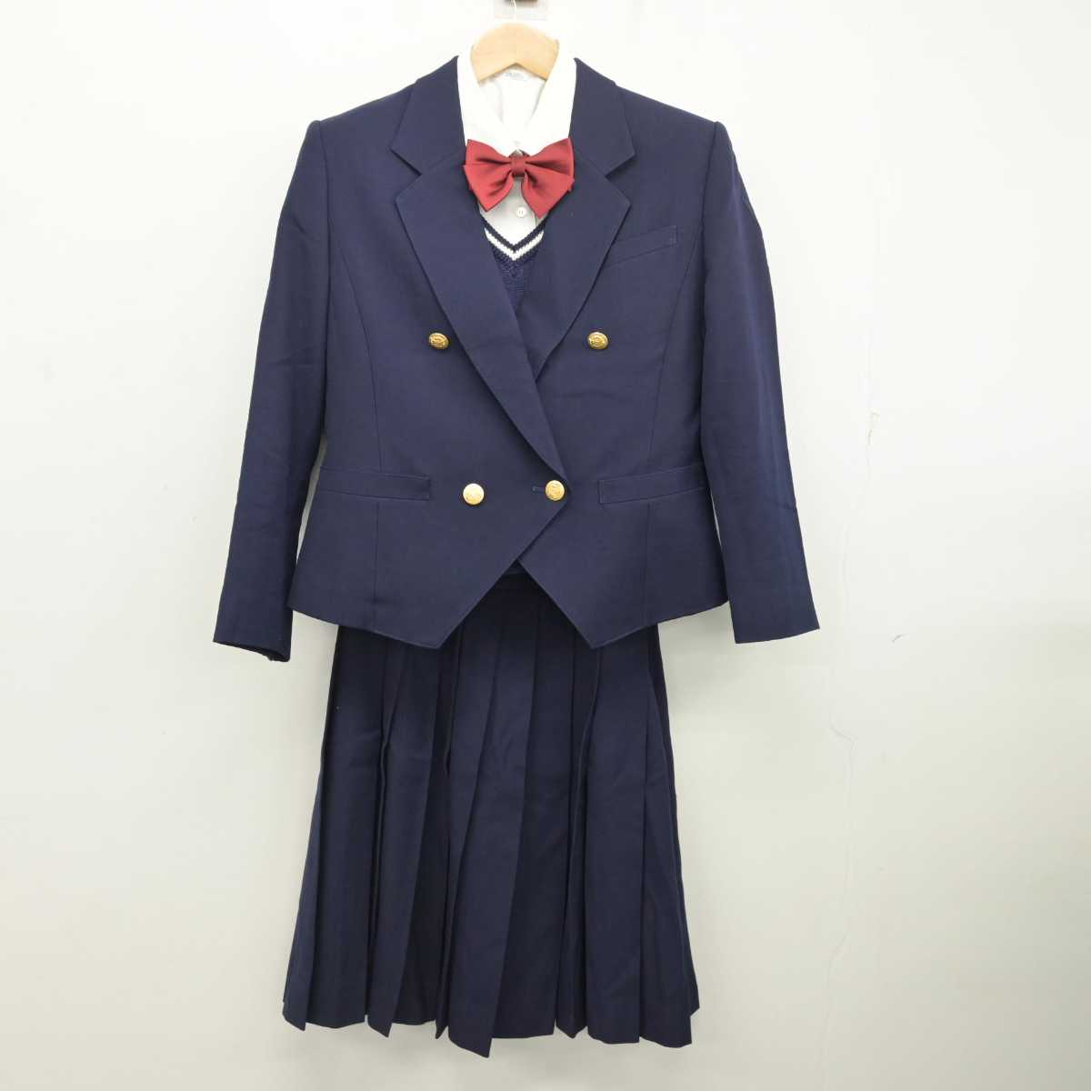 【中古】兵庫県 福崎高等学校 女子制服 5点 (ブレザー・ニット・シャツ・スカート) sf082042