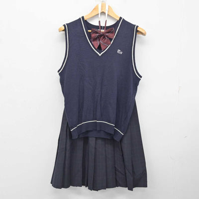 【中古】東京都 東亜学園高等学校 女子制服 3点 (ニットベスト・スカート) sf082073