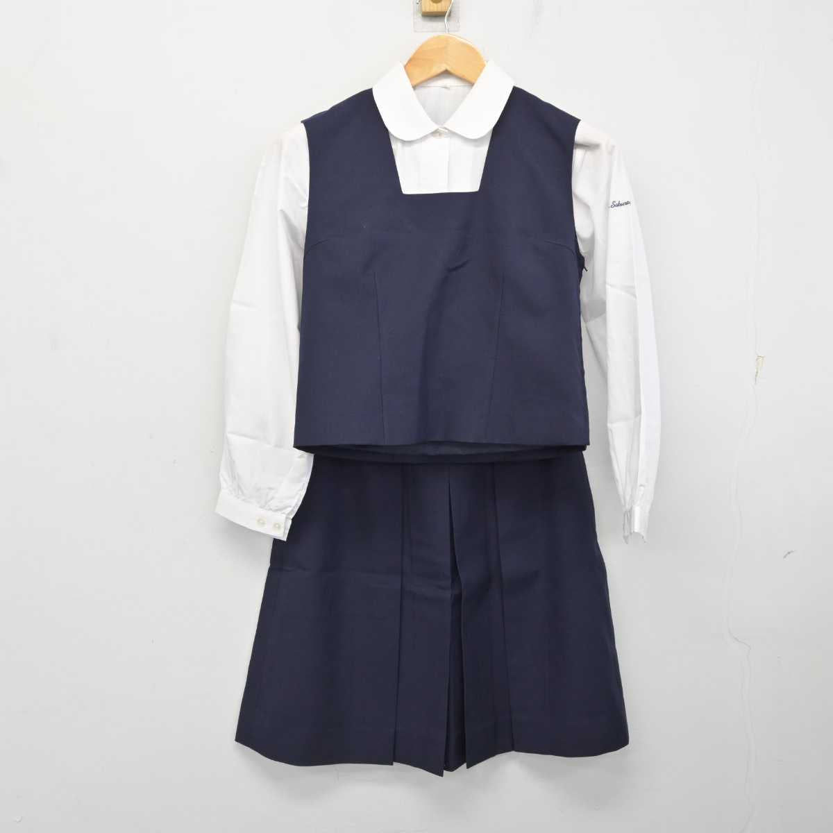 【中古】福島県 磐城桜が丘高等学校 女子制服 4点 (ブレザー・ベスト・シャツ・スカート) sf082090