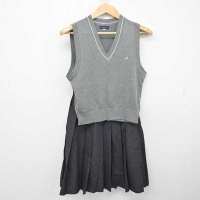 【中古】千葉県 千葉明徳中学校 女子制服 2点 (ニットベスト・スカート) sf082169