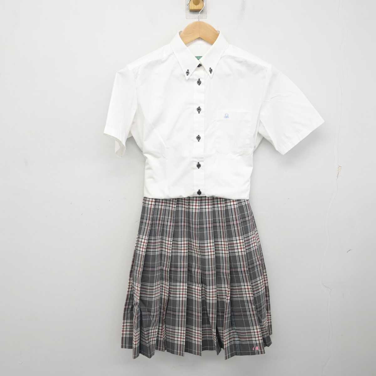 【中古】千葉県 野田鎌田学園高等専修学校 女子制服 2点 (シャツ・スカート) sf082172