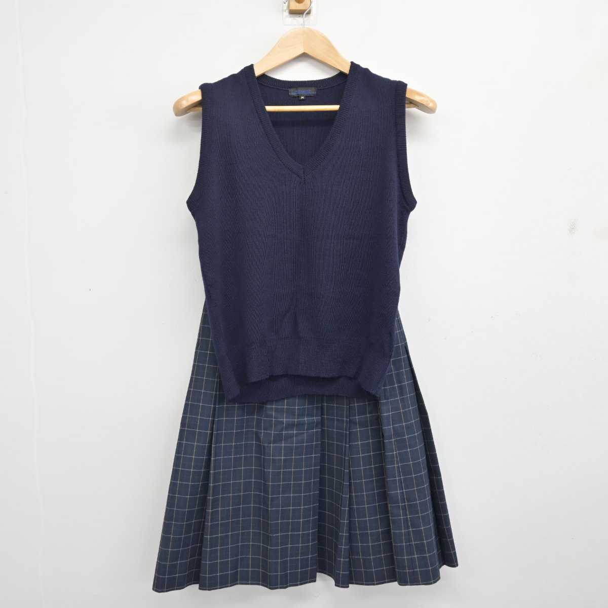 【中古】長野県 川中島中学校 女子制服 4点 (ブレザー・ニットベスト・スカート) sf082541