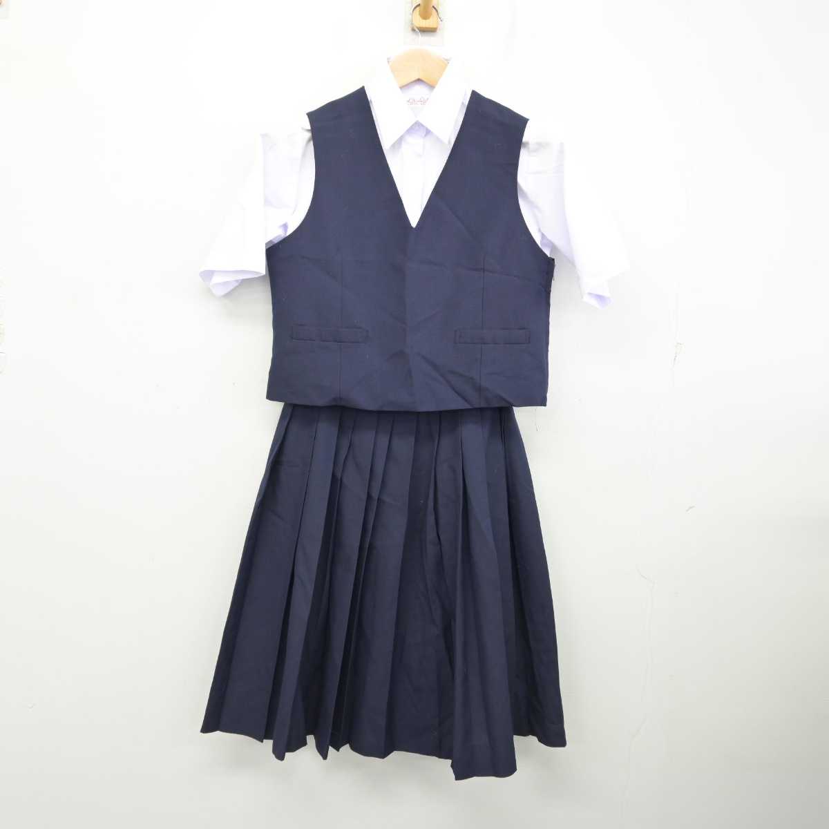 【中古】栃木県 足利市立山辺中学校 女子制服 3点 (ベスト・シャツ・スカート) sf082596