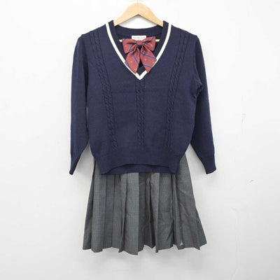 【中古】群馬県 前橋育英高等学校 女子制服 4点 (ブレザー・ニット・スカート) sf082704