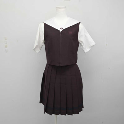 【中古】群馬県 共愛学園中学校・高等学校 女子制服 4点 (ベスト・ブラウス・スカート) sf082710