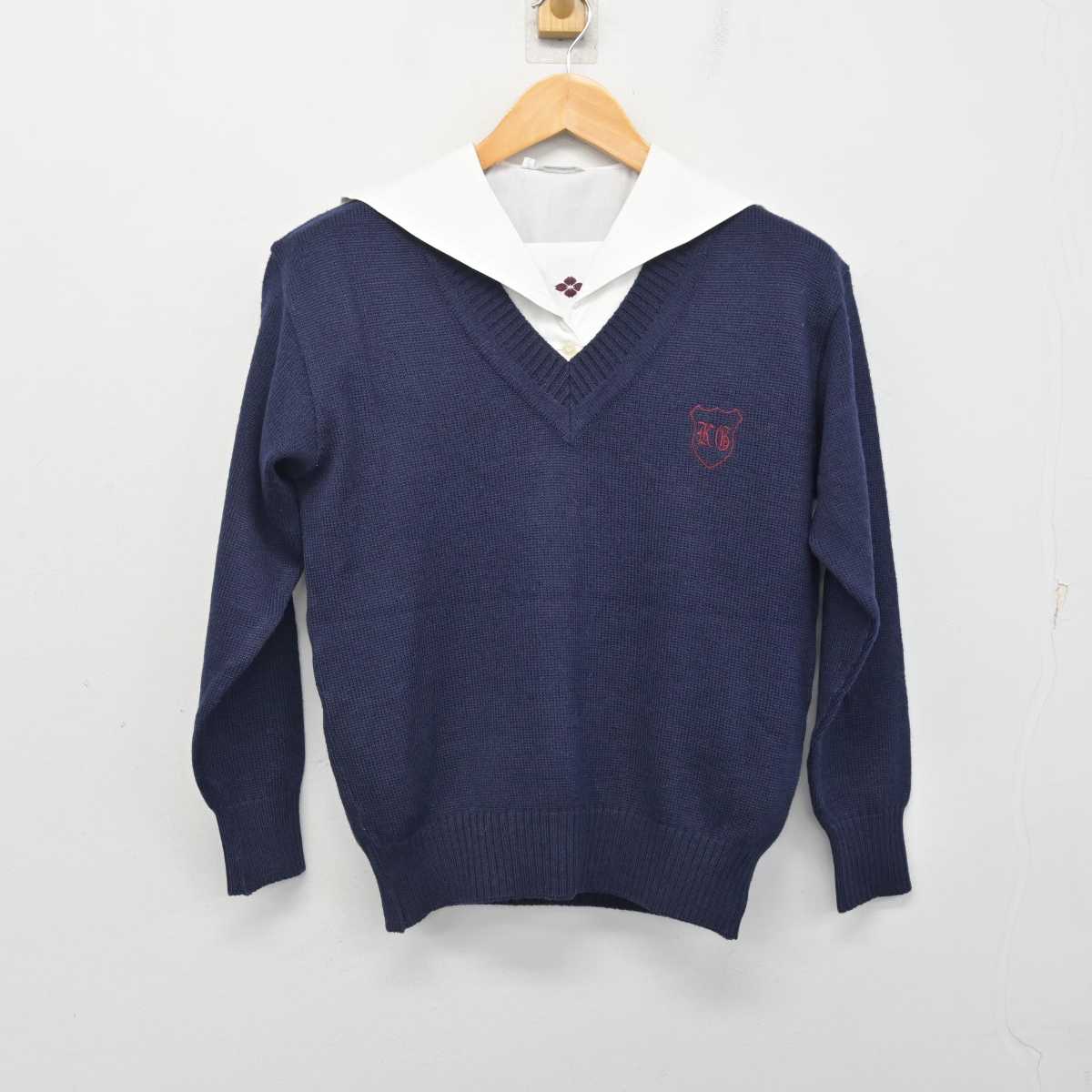 【中古】群馬県 共愛学園中学校・高等学校 女子制服 3点 (ニット・ブラウス) sf082712