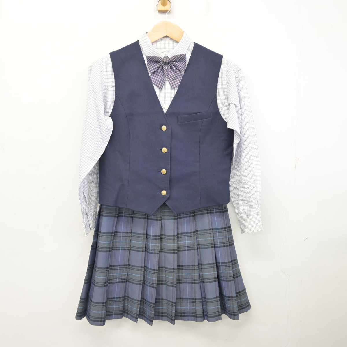 【中古】千葉県 千葉学園高等学校 女子制服 5点 (ブレザー・ベスト・シャツ・スカート) sf082746