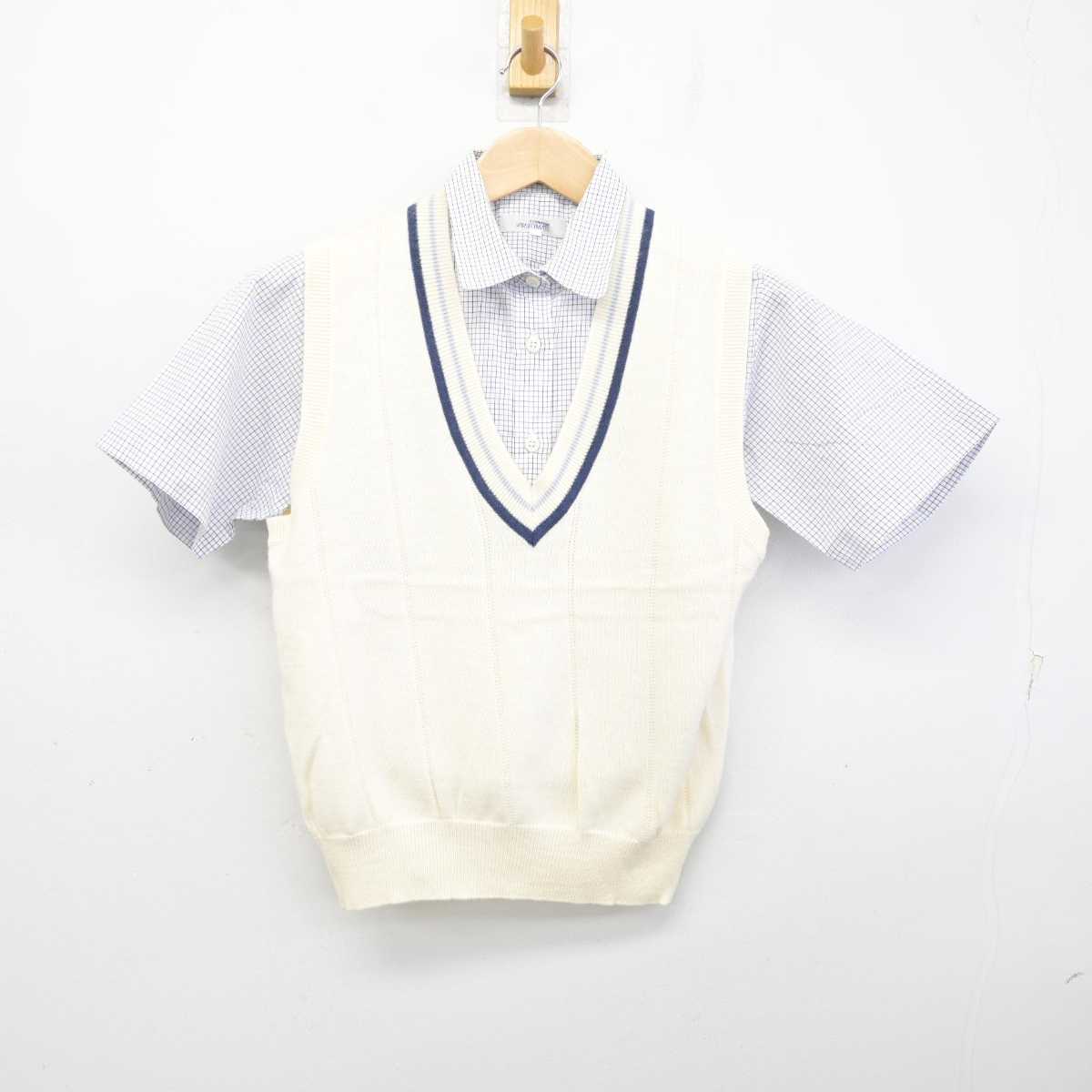 【中古】千葉県 千葉学園高等学校 女子制服 2点 (ニットベスト・シャツ) sf082747