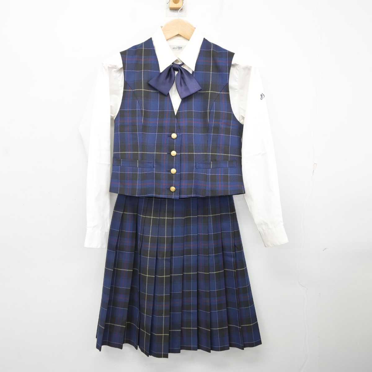 【中古】埼玉県 大川学園高等学校 女子制服 5点 (ブレザー・ベスト・シャツ・スカート) sf082761