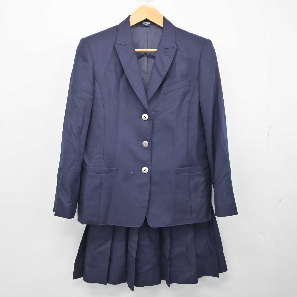 【中古】山形県 九里学園高等学校 女子制服 3点 (ブレザー・ニット・スカート) sf082794