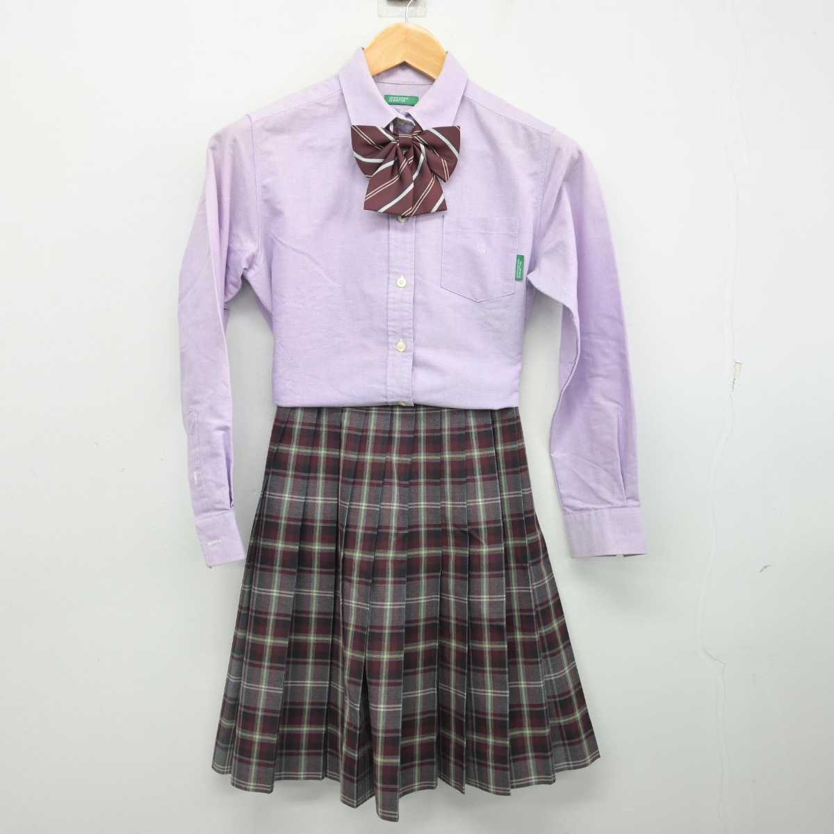 【中古】千葉県 植草学園大学附属高等学校 女子制服 3点 (シャツ・スカート) sf082803