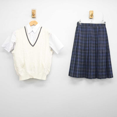 【中古】神奈川県 藤沢市立六会中学校 女子制服 3点 (ニットベスト・シャツ・スカート) sf082816