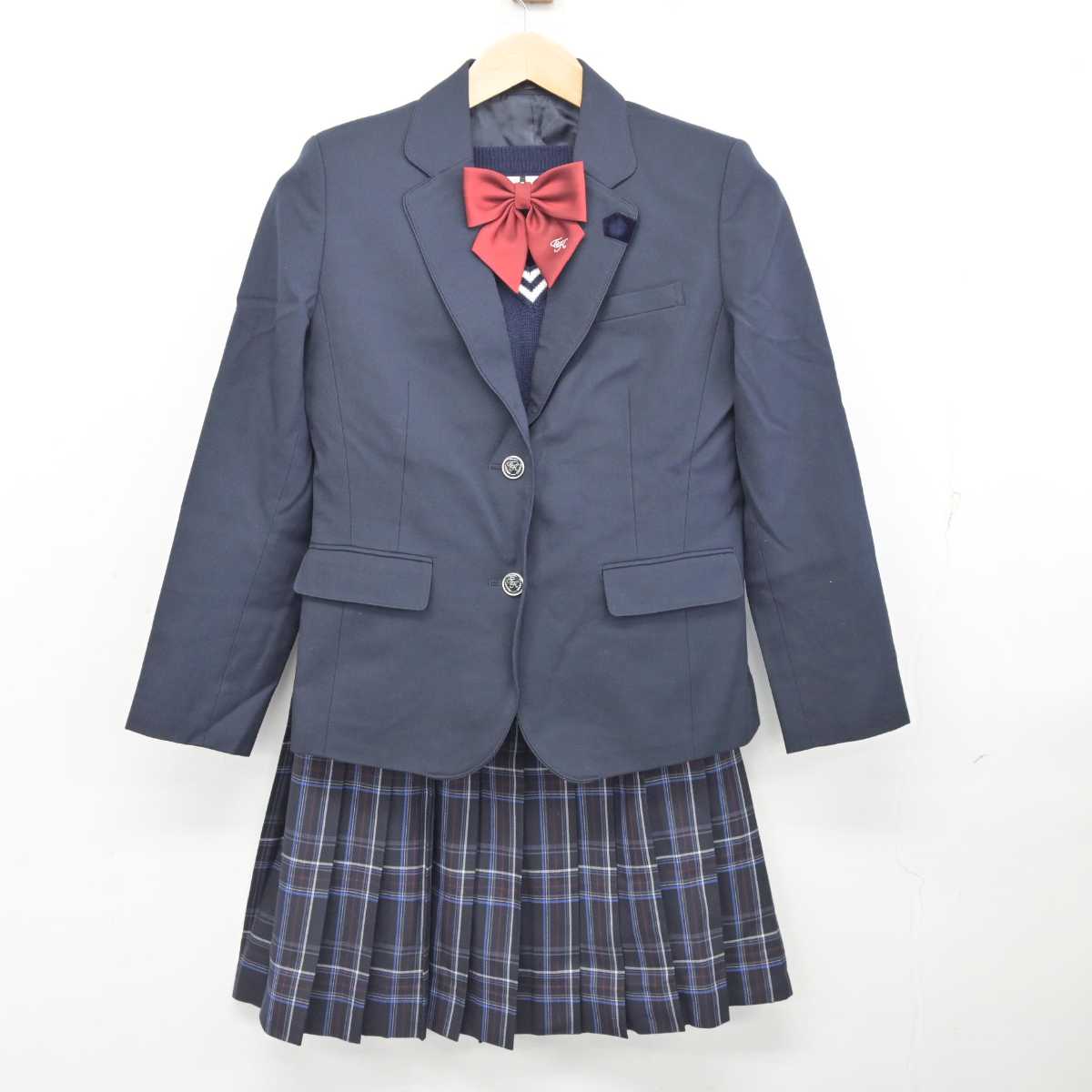 【中古】東京都 東京家政学院中学校・高等学校 女子制服 5点 (ブレザー・ニット・スカート) sf082894