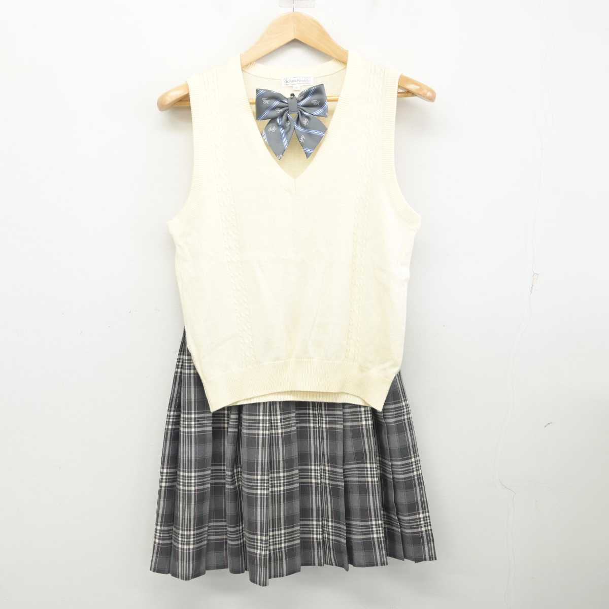 【中古】東京都 東京家政学院中学校・高等学校 女子制服 3点 (ニットベスト・スカート) sf082896