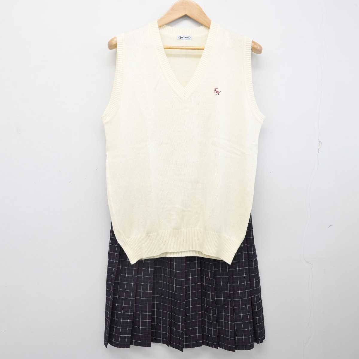 【中古】東京都 二之江中学校 女子制服 2点 (ニットベスト・スカート) sf082944