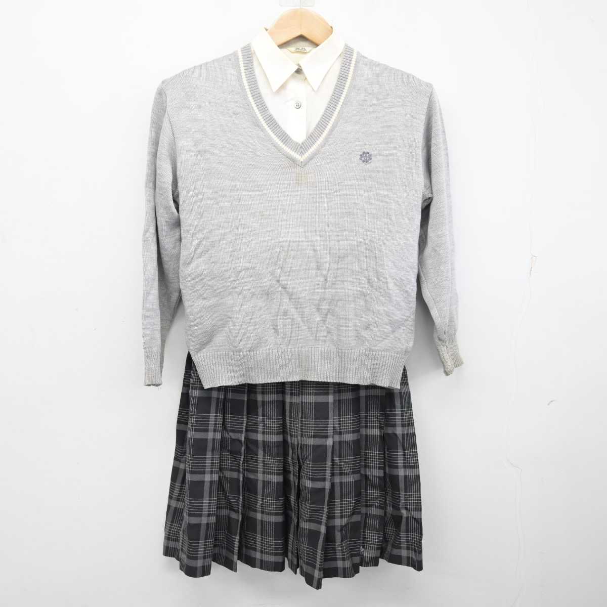 【中古】大阪府 大阪府教育センター附属高等学校 女子制服 3点 (ニット・シャツ・スカート) sf082954