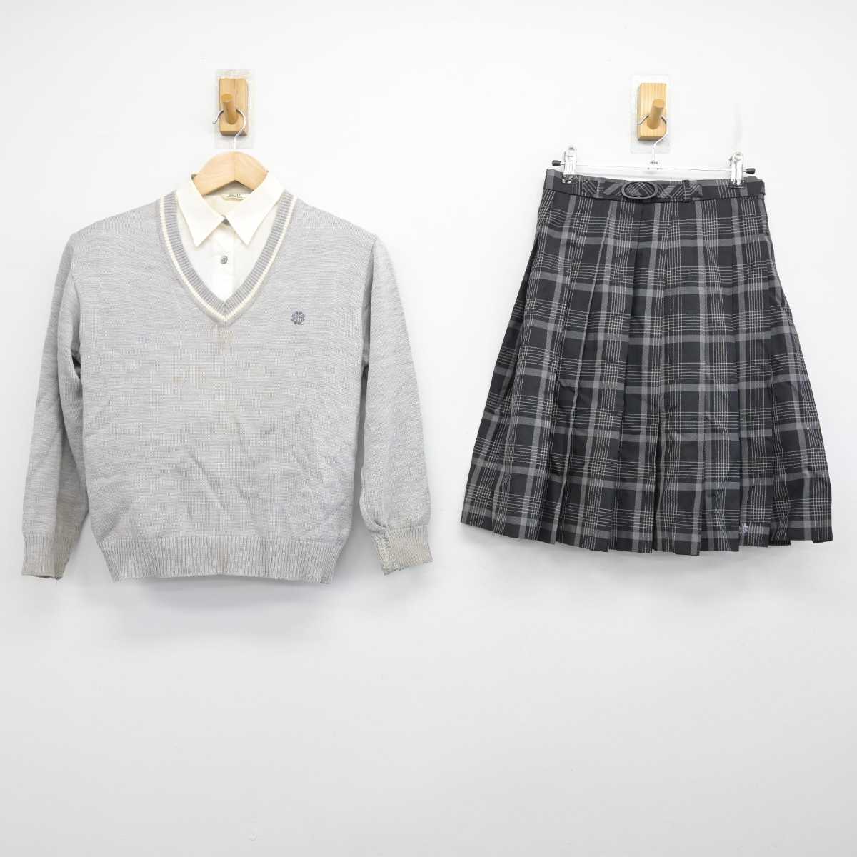 【中古】大阪府 大阪府教育センター附属高等学校 女子制服 3点 (ニット・シャツ・スカート) sf082954