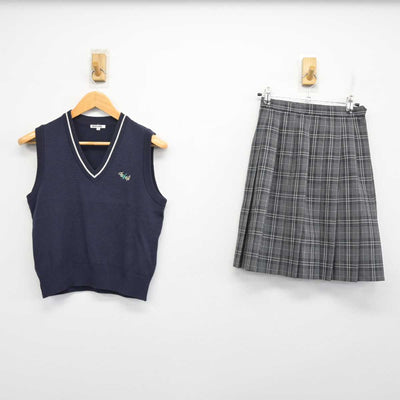 【中古】福岡県 常磐高等学校 女子制服 2点 (ニットベスト・スカート) sf082997