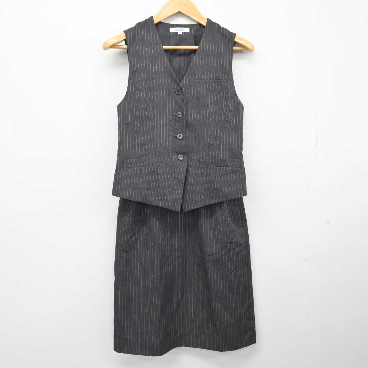 【中古】 事務服 女子制服 2点 (ベスト・スカート) sf083001