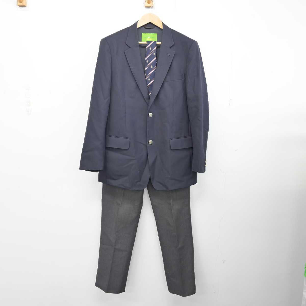 【中古】神奈川県 鶴見総合高等学校 男子制服 4点 (ブレザー・ズボン) sf083040