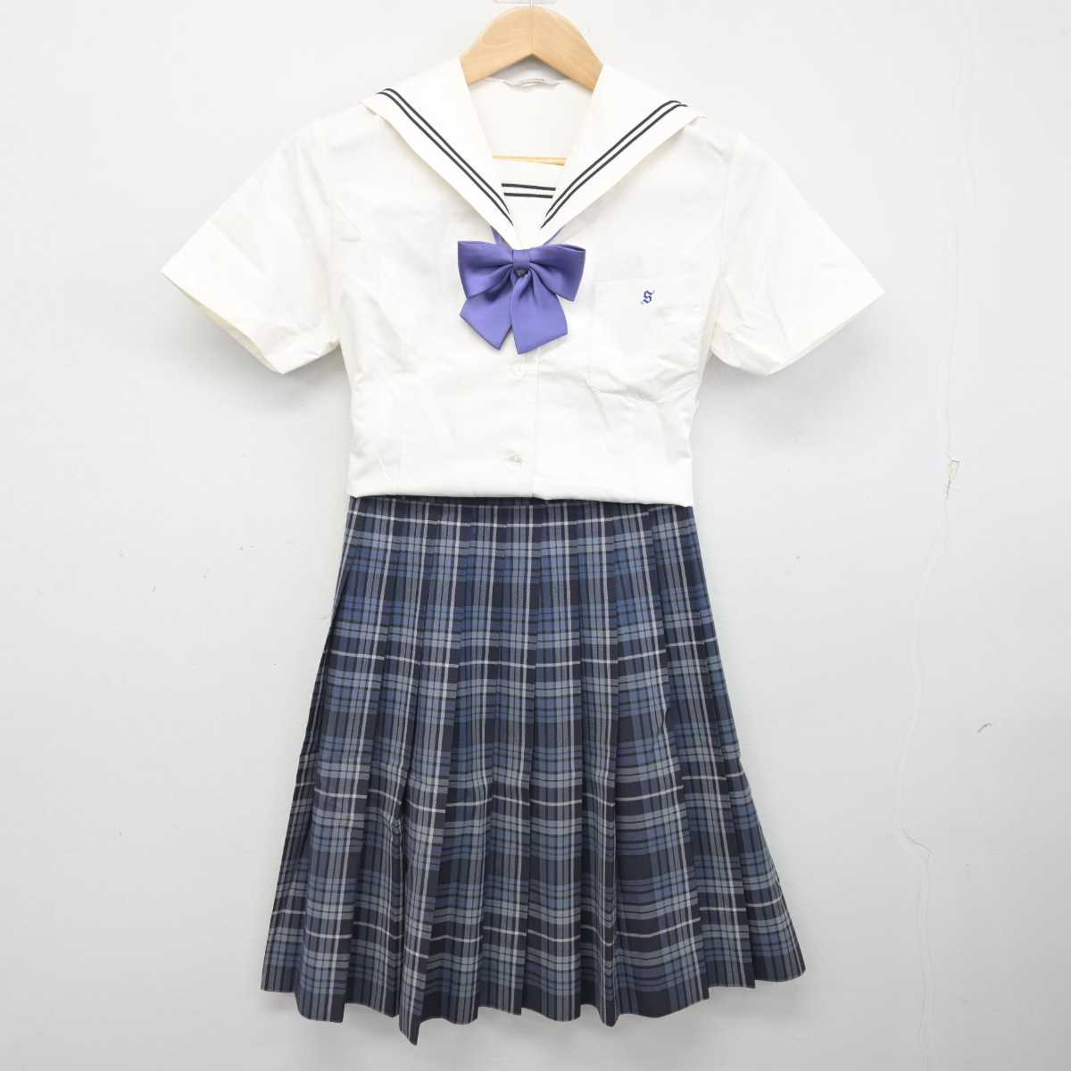 【中古】岡山県 倉敷翠松高等学校 女子制服 4点 (セーラー服・スカート) sf083060