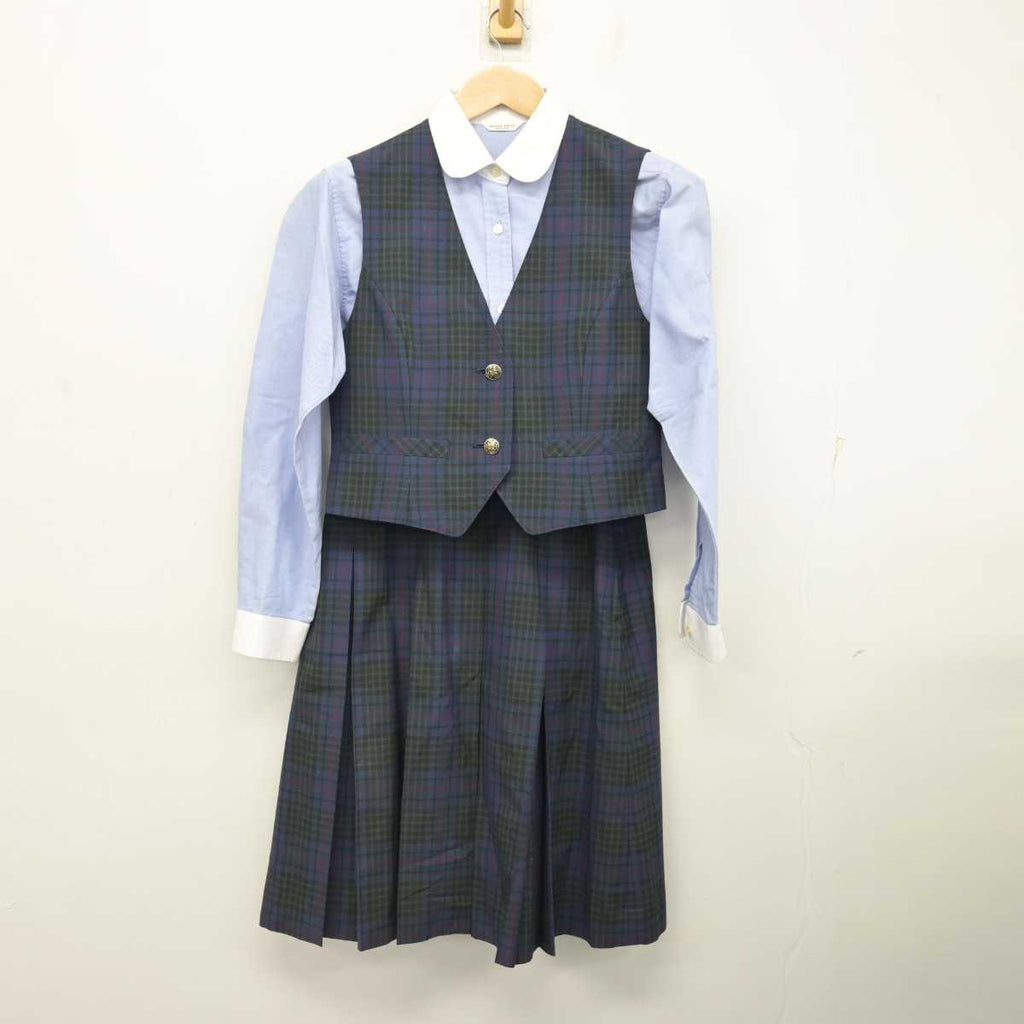 【中古】福島県 日本大学東北高等学校 女子制服 3点 (ベスト・シャツ・スカート) sf083200