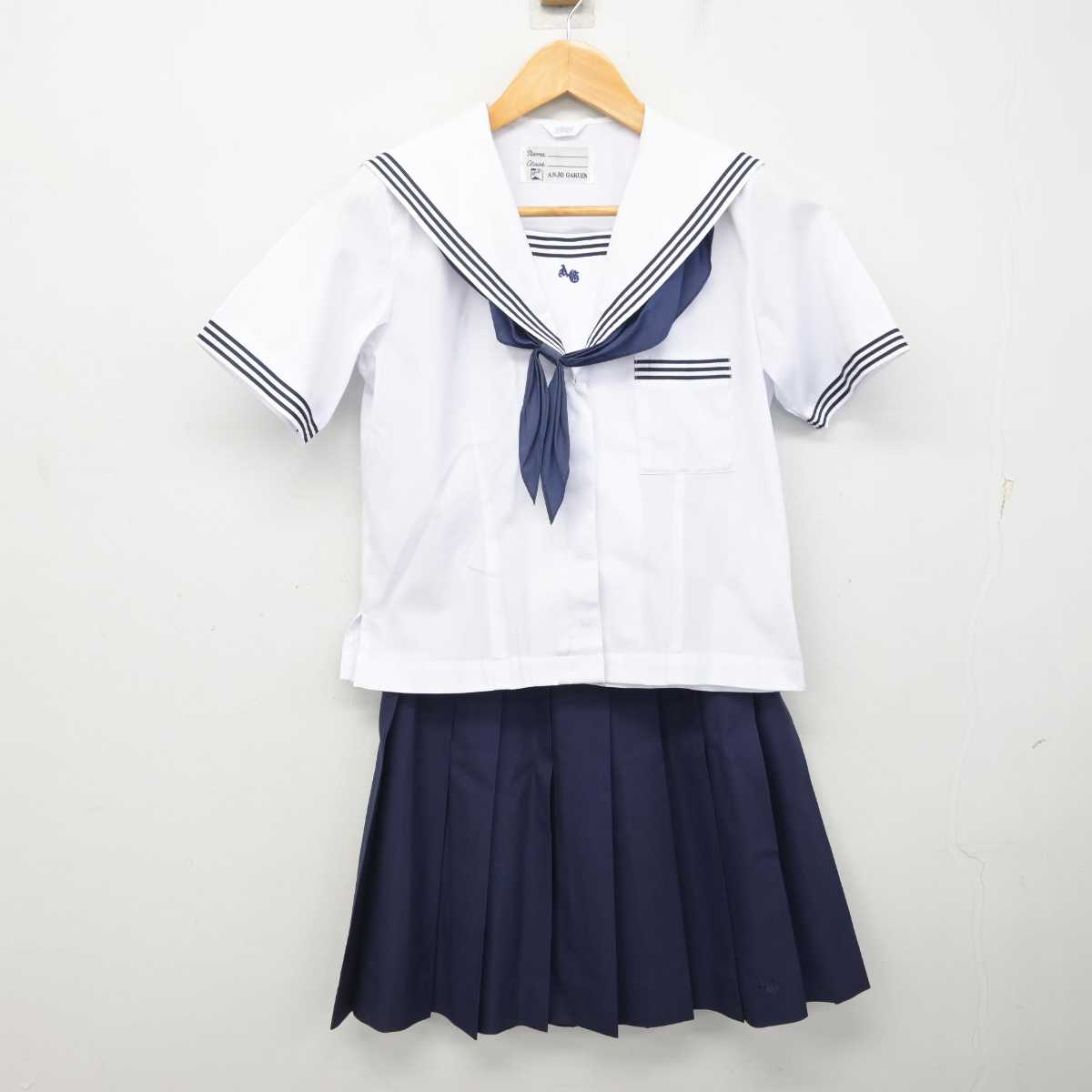 【中古】愛知県 安城学園高等学校 女子制服 4点 (セーラー服・ニットベスト・スカート) sf083249