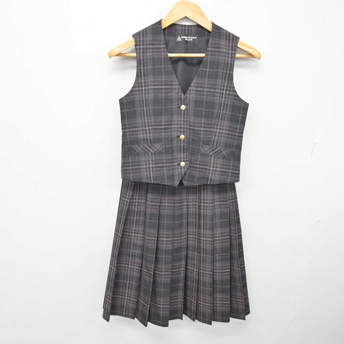 【中古】東京都 上柚木中学校 女子制服 2点 (ベスト・スカート) sf083251