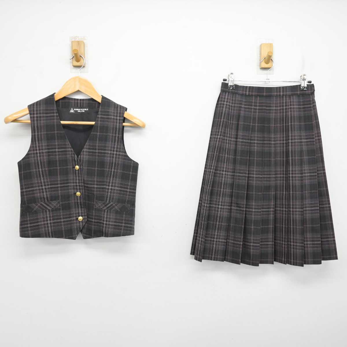 【中古】東京都 上柚木中学校 女子制服 2点 (ベスト・スカート) sf083251