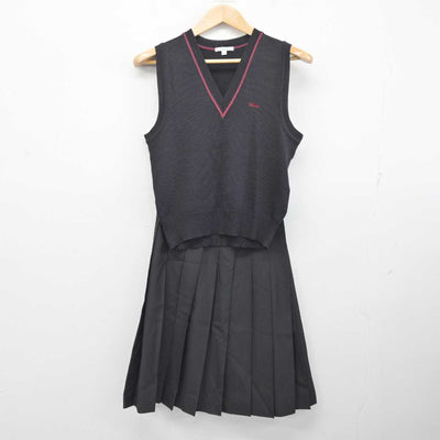 【中古】佐賀県 早稲田佐賀高等学校 女子制服 2点 (ニットベスト・スカート) sf083339