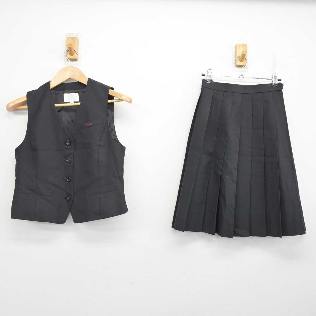 中古】佐賀県 早稲田佐賀中学校 女子制服 4点 (ベスト・スカート