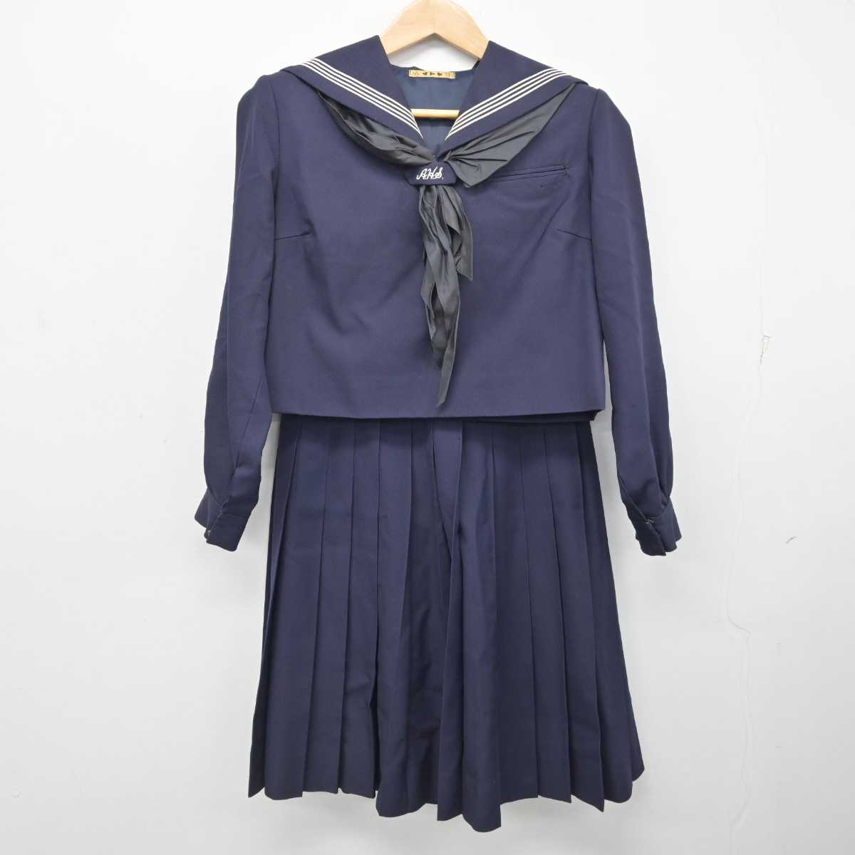 【中古】福岡県 朝倉高等学校 女子制服 3点 (セーラー服・スカート) sf083460