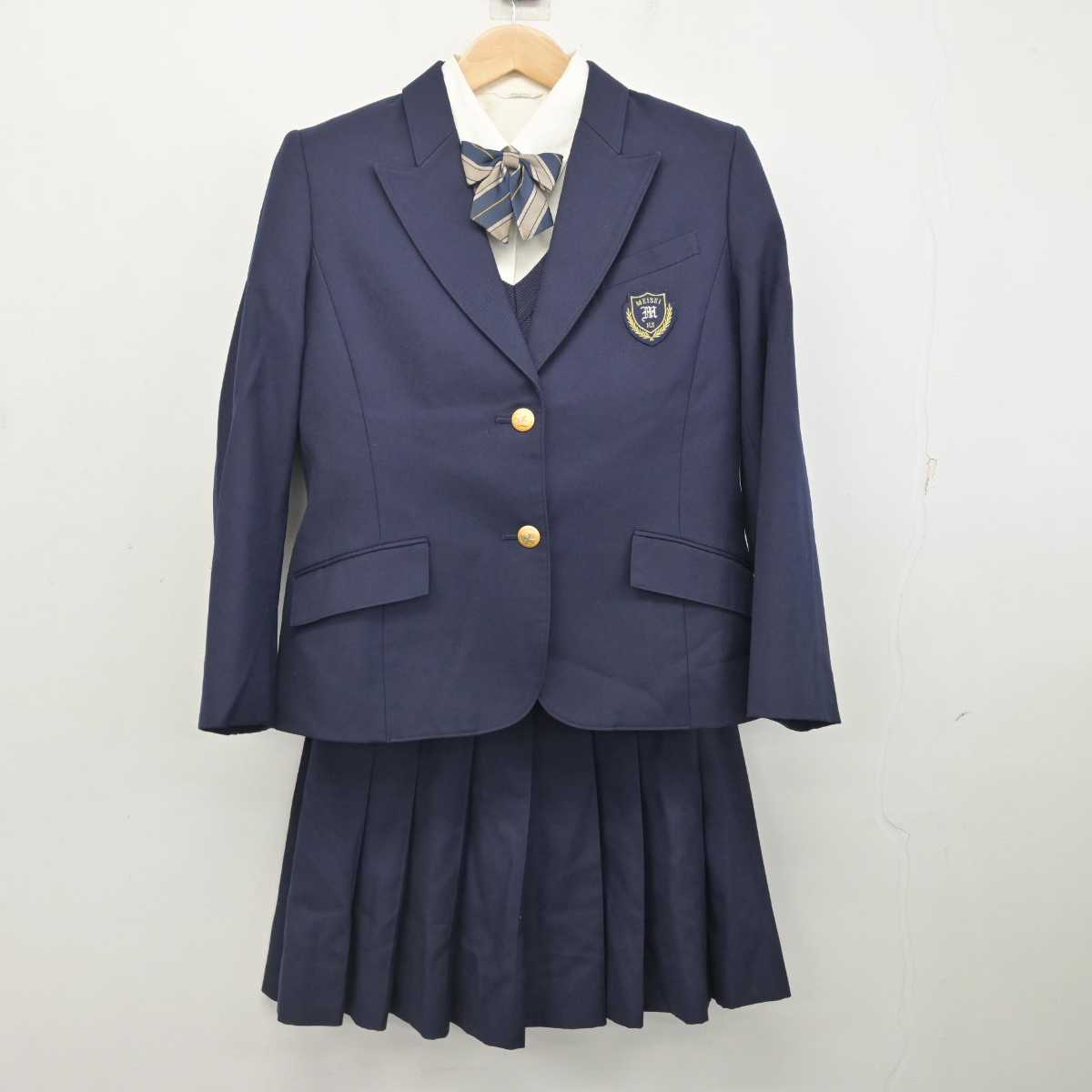 【中古】東京都 明星中学校・高等学校 女子制服 5点 (ブレザー・ニット・シャツ・スカート) sf083489