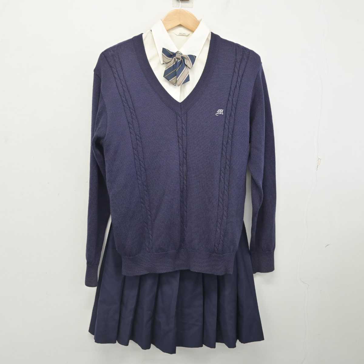 【中古】東京都 明星中学校・高等学校 女子制服 5点 (ブレザー・ニット・シャツ・スカート) sf083489