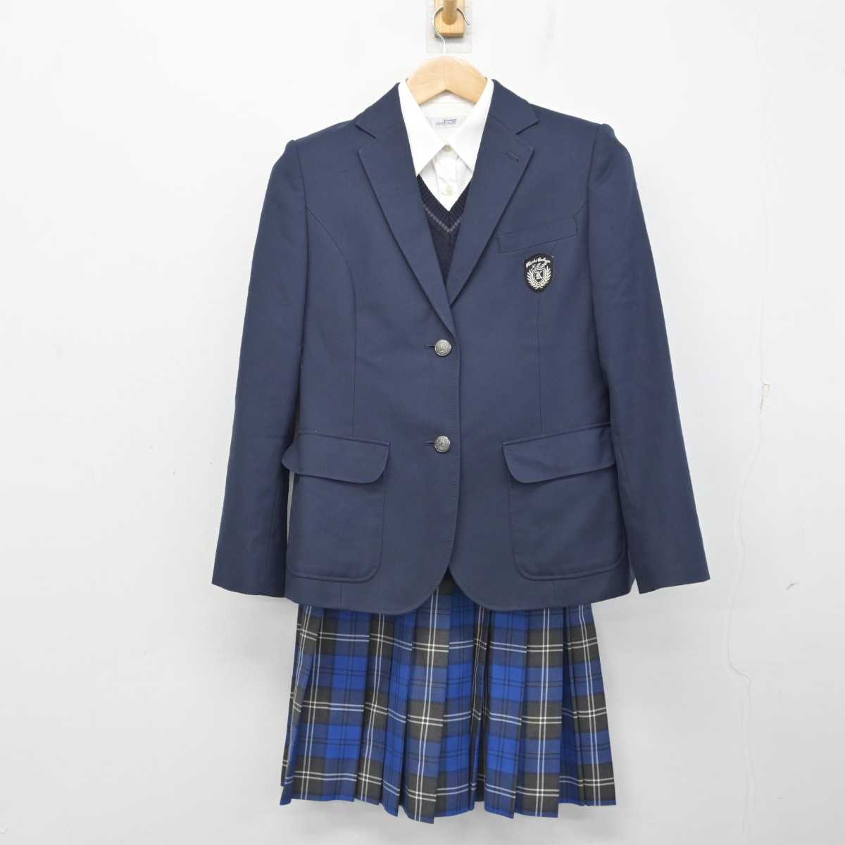 【中古】高知県 高知工業高等専門学校 女子制服 4点 (ブレザー・ニットベスト・シャツ・スカート) sf083556