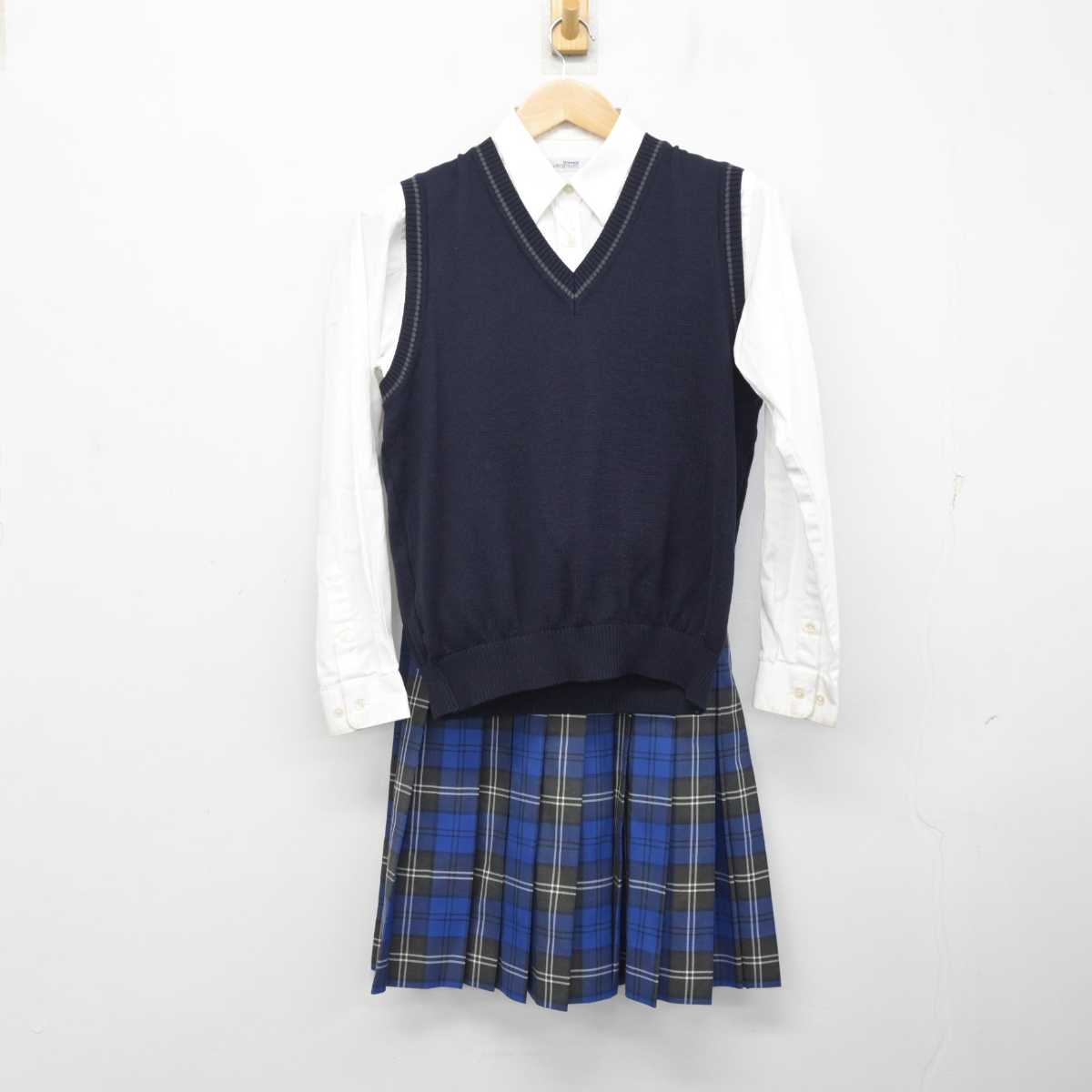 【中古】高知県 高知工業高等専門学校 女子制服 4点 (ブレザー・ニットベスト・シャツ・スカート) sf083556