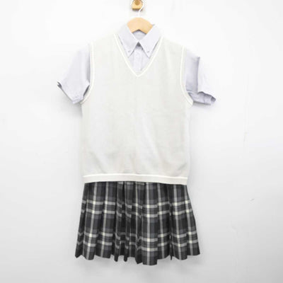 【中古】鹿児島県 鹿児島実業高等学校 女子制服 3点 (ニットベスト・シャツ・スカート) sf083573