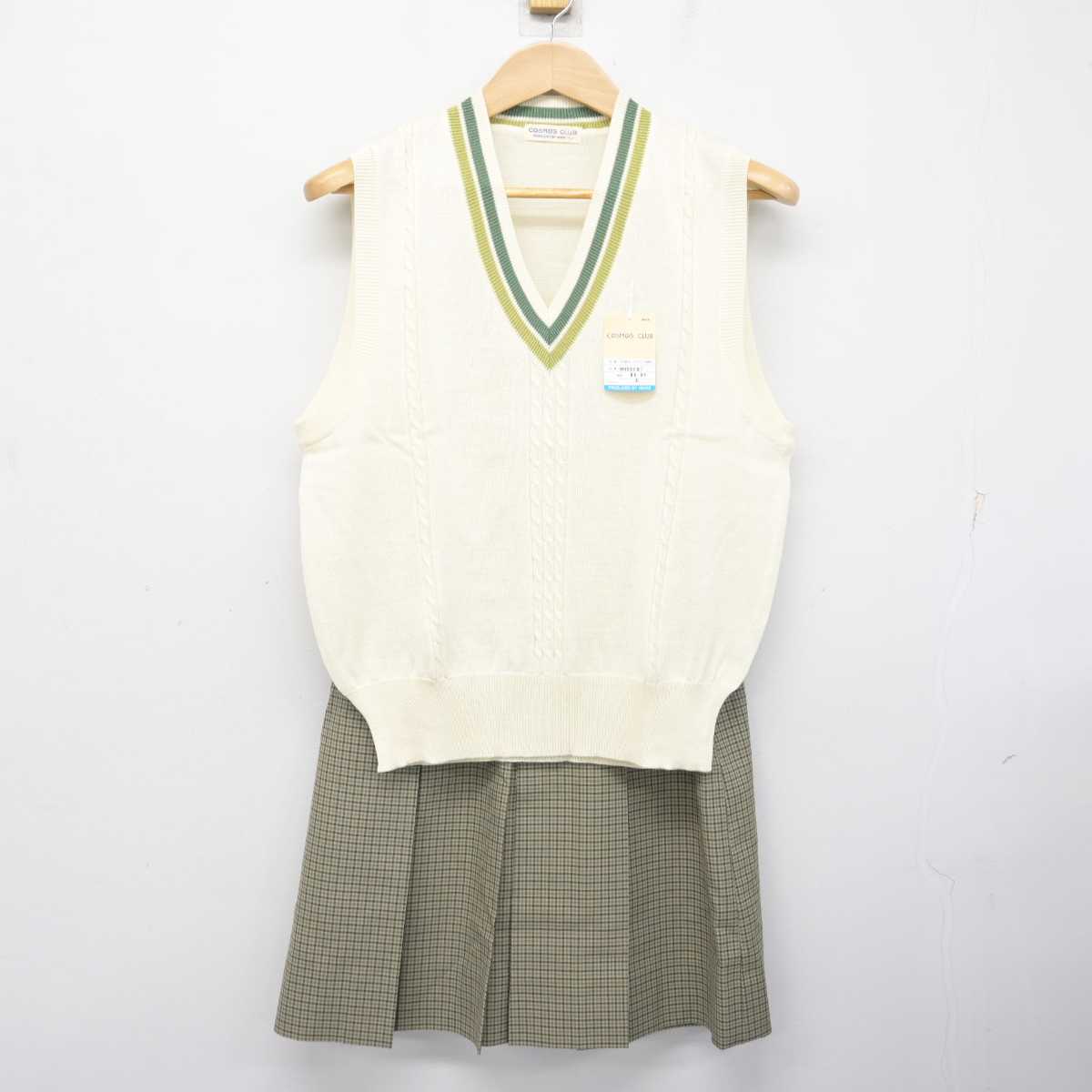 【中古】石川県 小松明峰高等学校 女子制服 2点 (ニットベスト・スカート) sf083679