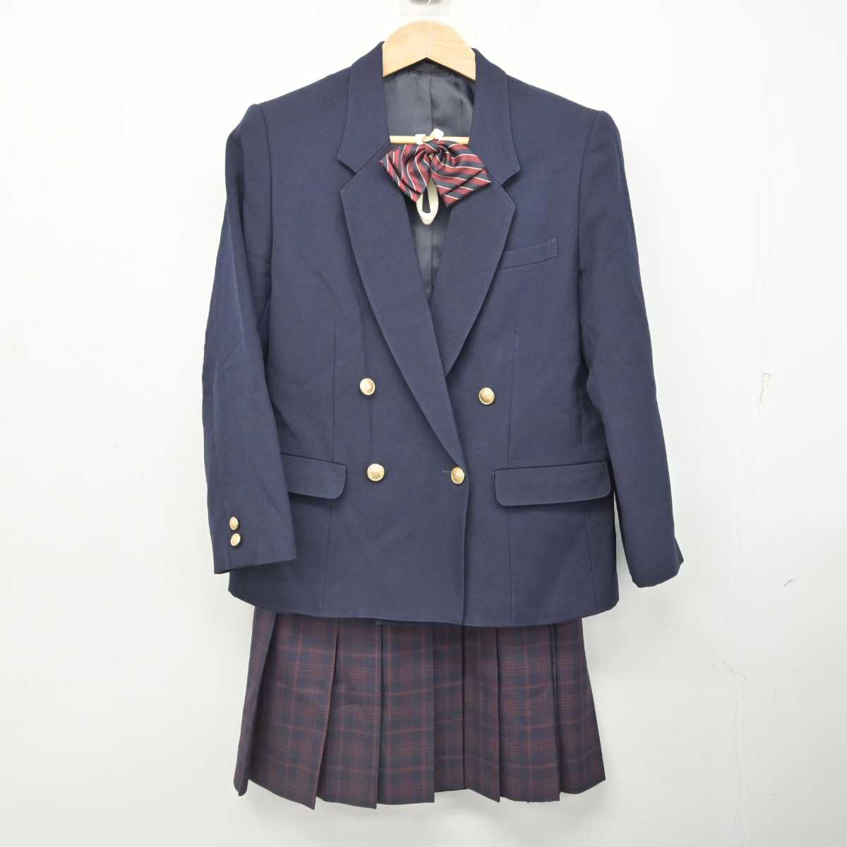 【中古】石川県 小松明峰高等学校 女子制服 4点 (ブレザー・ニット・スカート) sf083680