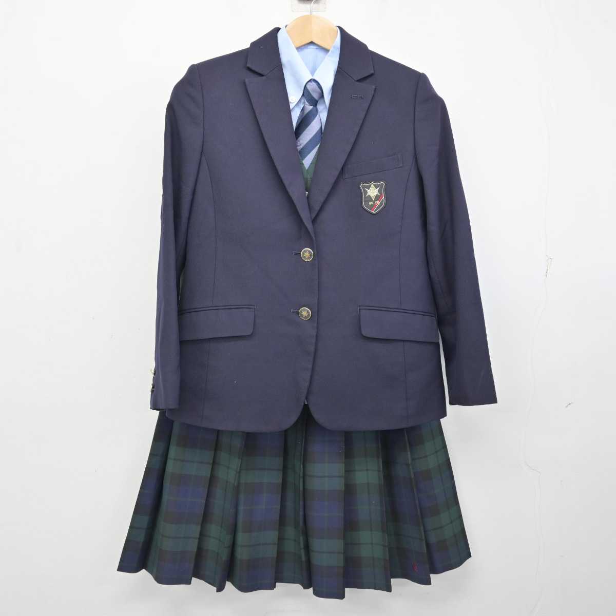 【中古】静岡県 知徳高等学校 女子制服 5点 (ブレザー・ベスト・シャツ・スカート) sf083773