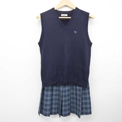 【中古】千葉県 敬愛学園高等学校 女子制服 2点 (ニットベスト・スカート) sf083840