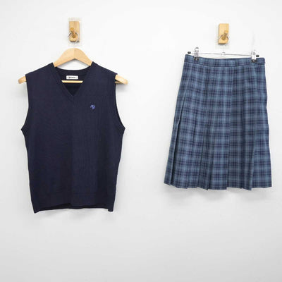 【中古】千葉県 敬愛学園高等学校 女子制服 2点 (ニットベスト・スカート) sf083840