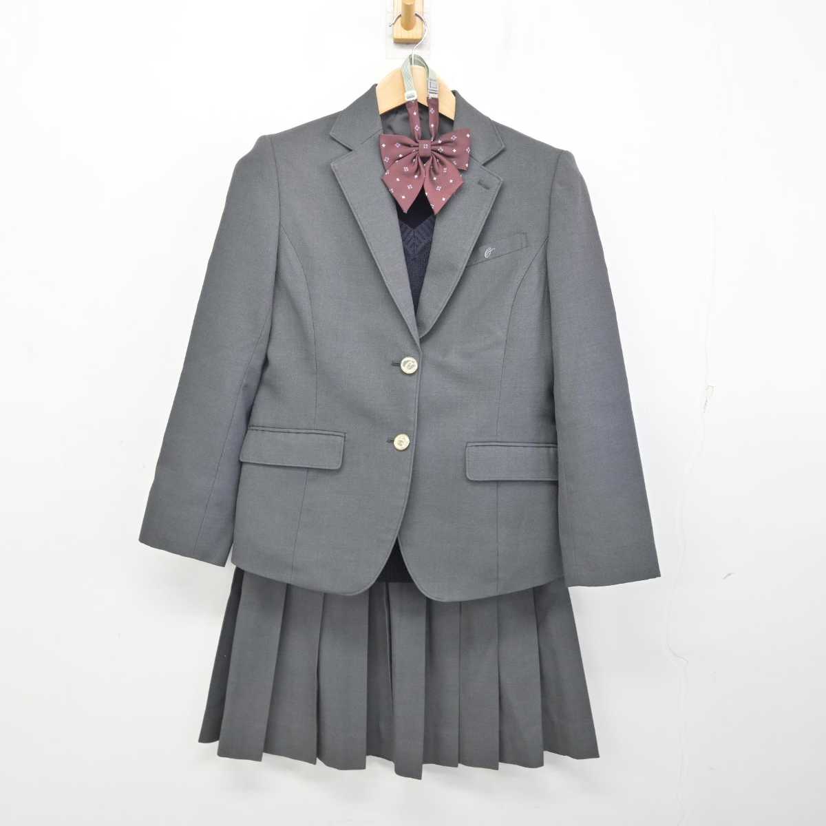 【中古】東京都 大江戸高等学校 女子制服 4点 (ブレザー・ニット・スカート) sf083885