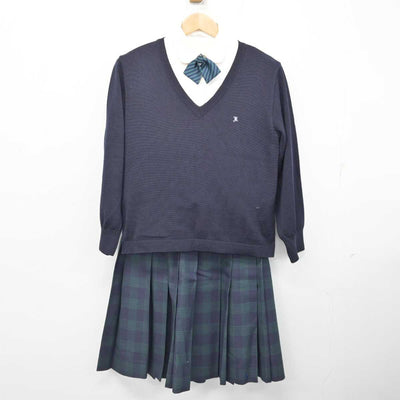 【中古】福岡県 久留米筑水高等学校 女子制服 5点 (ブレザー・ニット・シャツ・スカート) sf083949