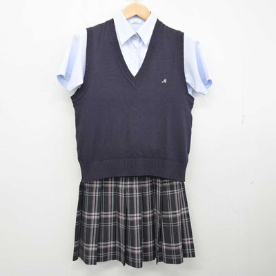 【中古】千葉県 千葉明徳高等学校 女子制服 3点 (ニットベスト・シャツ・スカート) sf084021