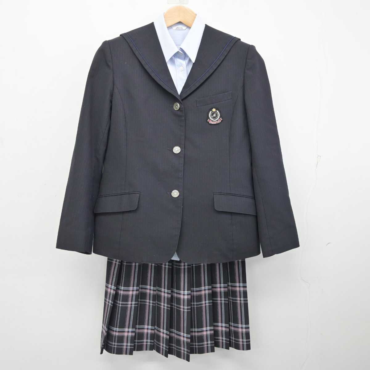 【中古】千葉県 千葉明徳高等学校 女子制服 3点 (ブレザー・シャツ・スカート) sf084022